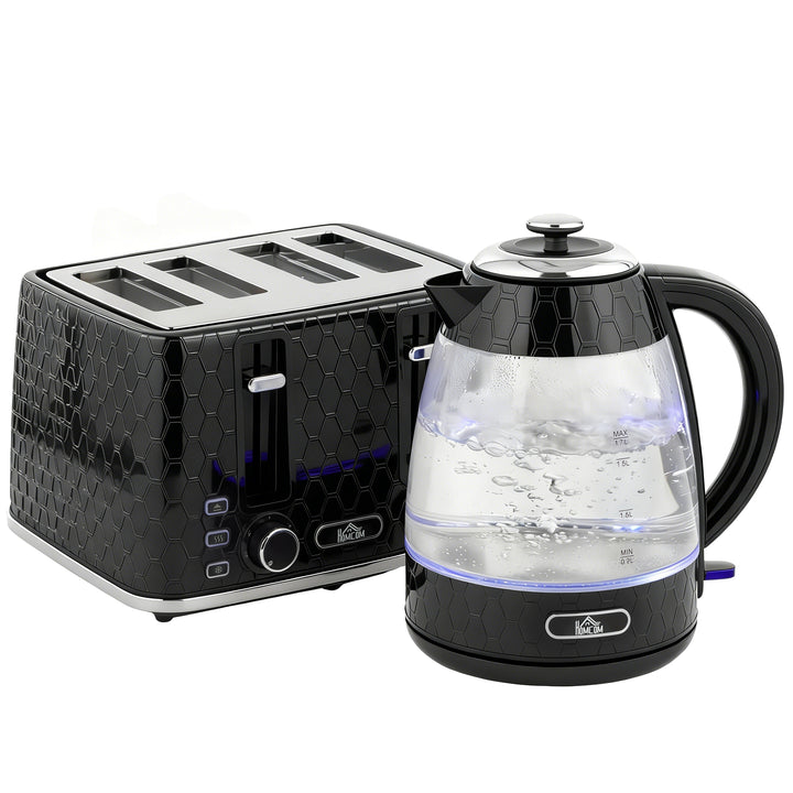 Kettle and Toaster Set, 1.7L 3000W Rapid Kettle with Strix Thermostat, 4 Slice Toaster with 7 Browning Controls