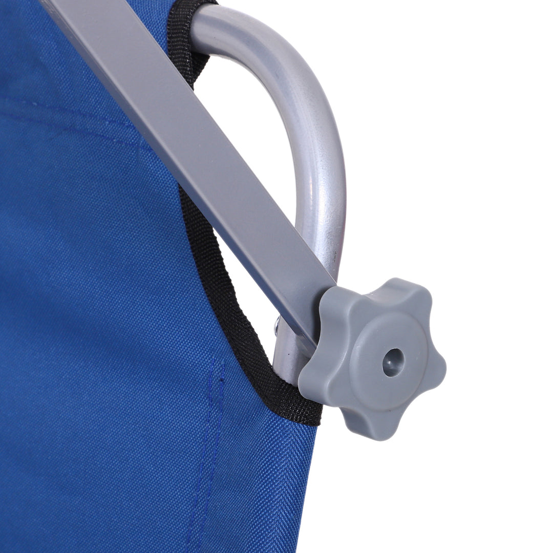 Single Sun Lounger, with Awning and Reclining Back - Blue
