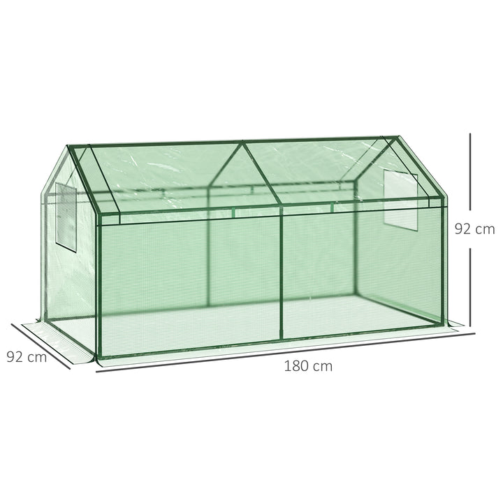Outsunny Mini Greenhouse Portable Garden Greenhouse Metal Frame Growhouse with Large Zipper Windows for Plants, 180 x 92 x 92 cm