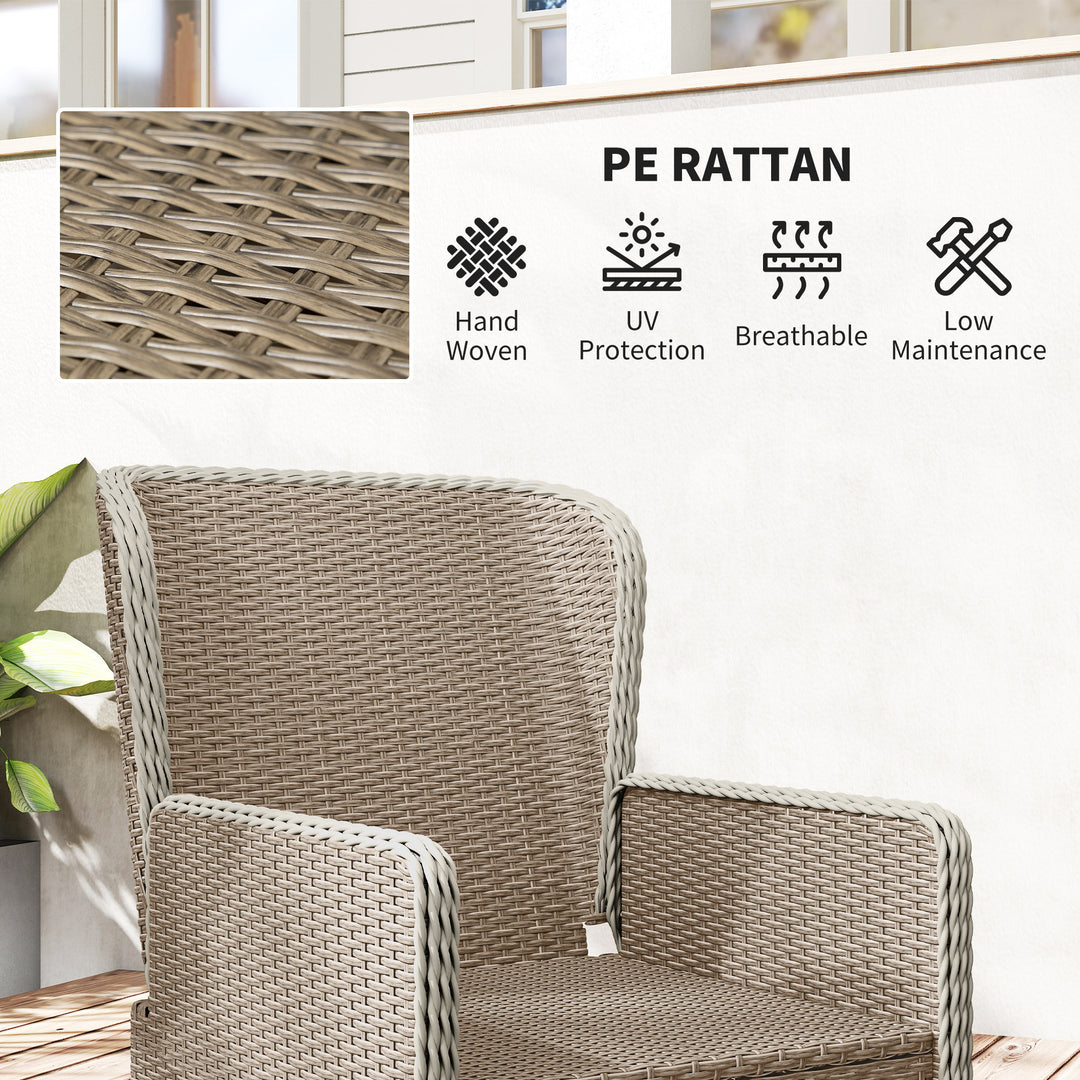 Five-Piece Reclining Rattan Chair Set - Light Grey
