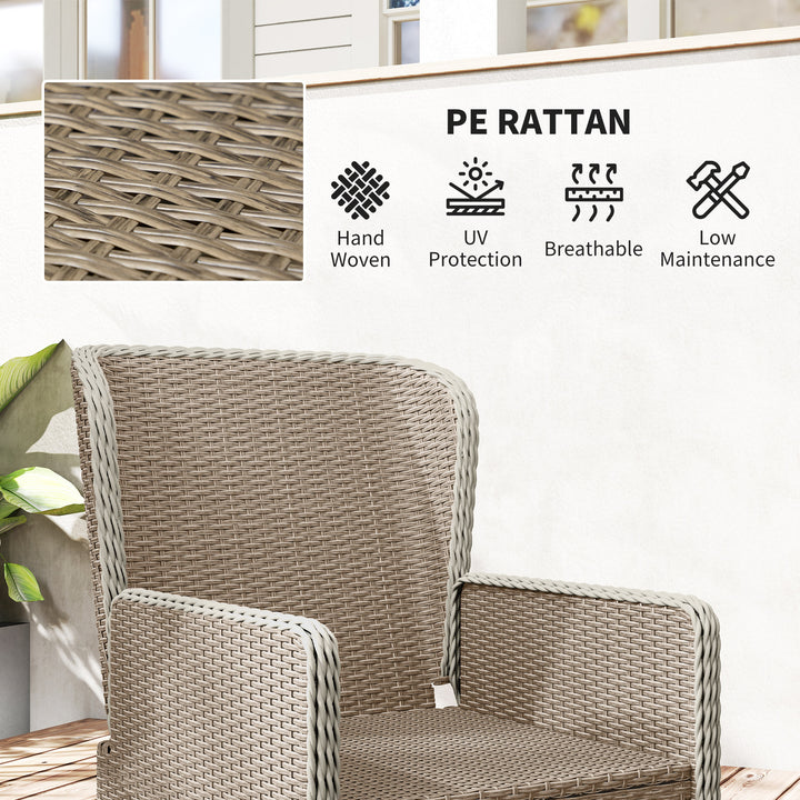 Five-Piece Reclining Rattan Chair Set - Light Grey