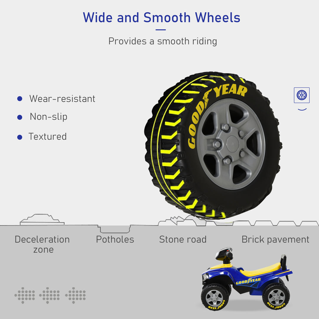 HOMCOM Kids Quad Bike Walker with Engaging Sound Effects, Sturdy PP Construction, Vibrant Yellow & Blue | Aosom UK