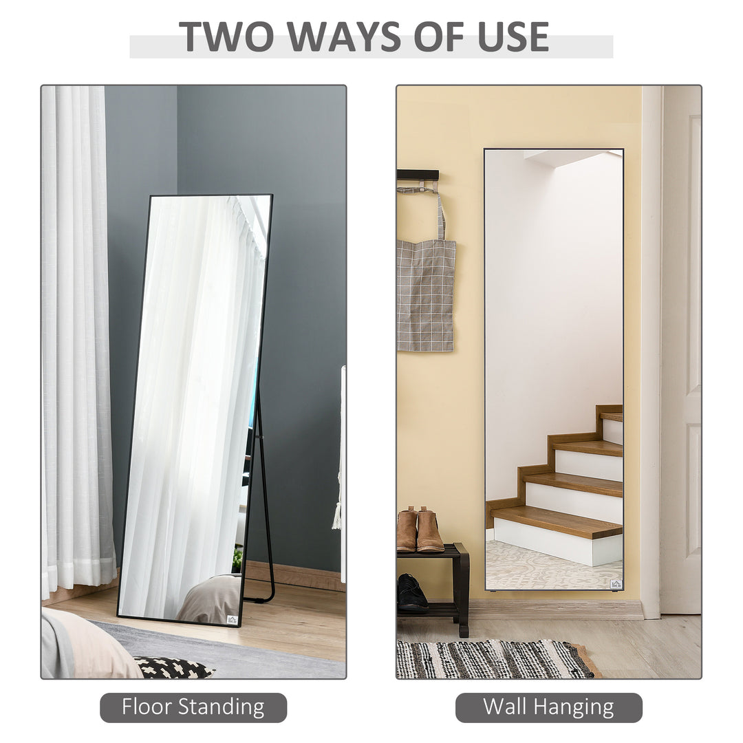 Full Length Dressing Mirror, Floor Standing or Wall Hanging, Aluminium Alloy Framed Full Body Mirror for Bedroom, Living Room, 50 x 161.5cm, Black