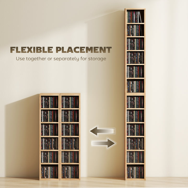 Set of 2 CD Media Display Shelf Unit Tower Rack with Adjustable Shelve