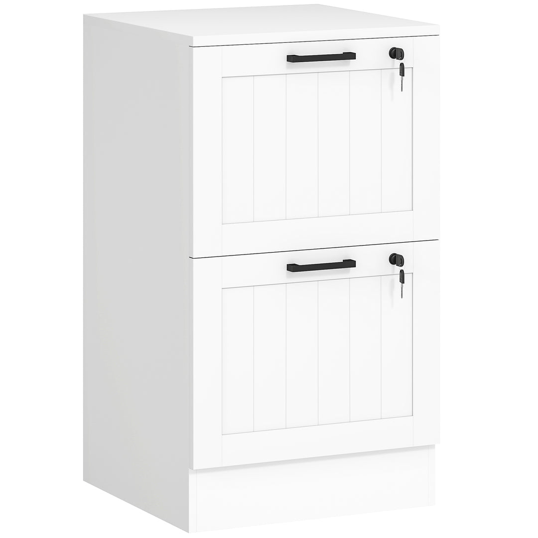 MCL 2 Drawer Filing Cabinet with Lock, Office Storage Cabinet with Adjustable Hanging Bars for A4 Letter Size Files, White