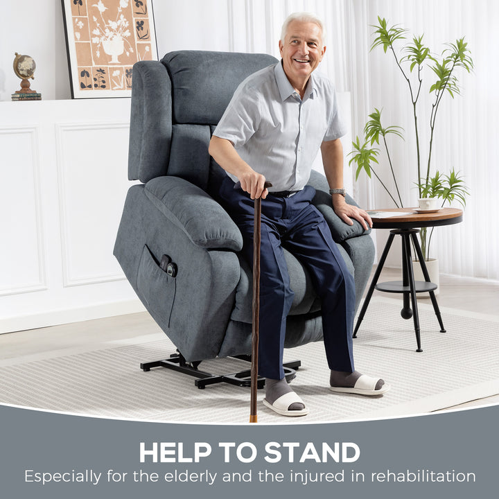 MCL Power Lift Recliner Chair with Massage, Overstuffed Lift Chair for Elderly with Footrest, Remote and Side Pocket, Grey