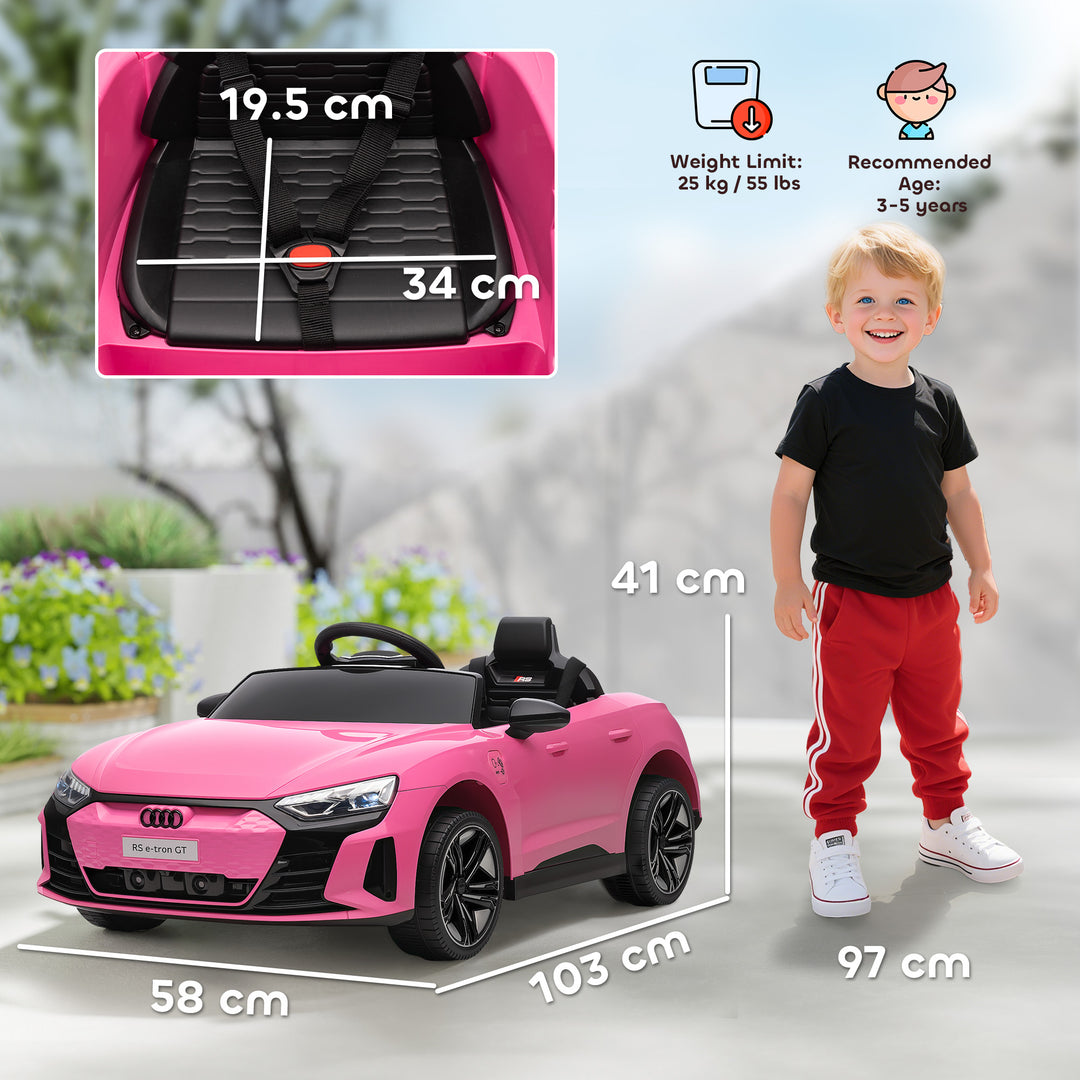 Audi Licensed 12V Kids Electric Ride-On, with Remote Control, Suspension System, Lights, Music, Motor - Pink