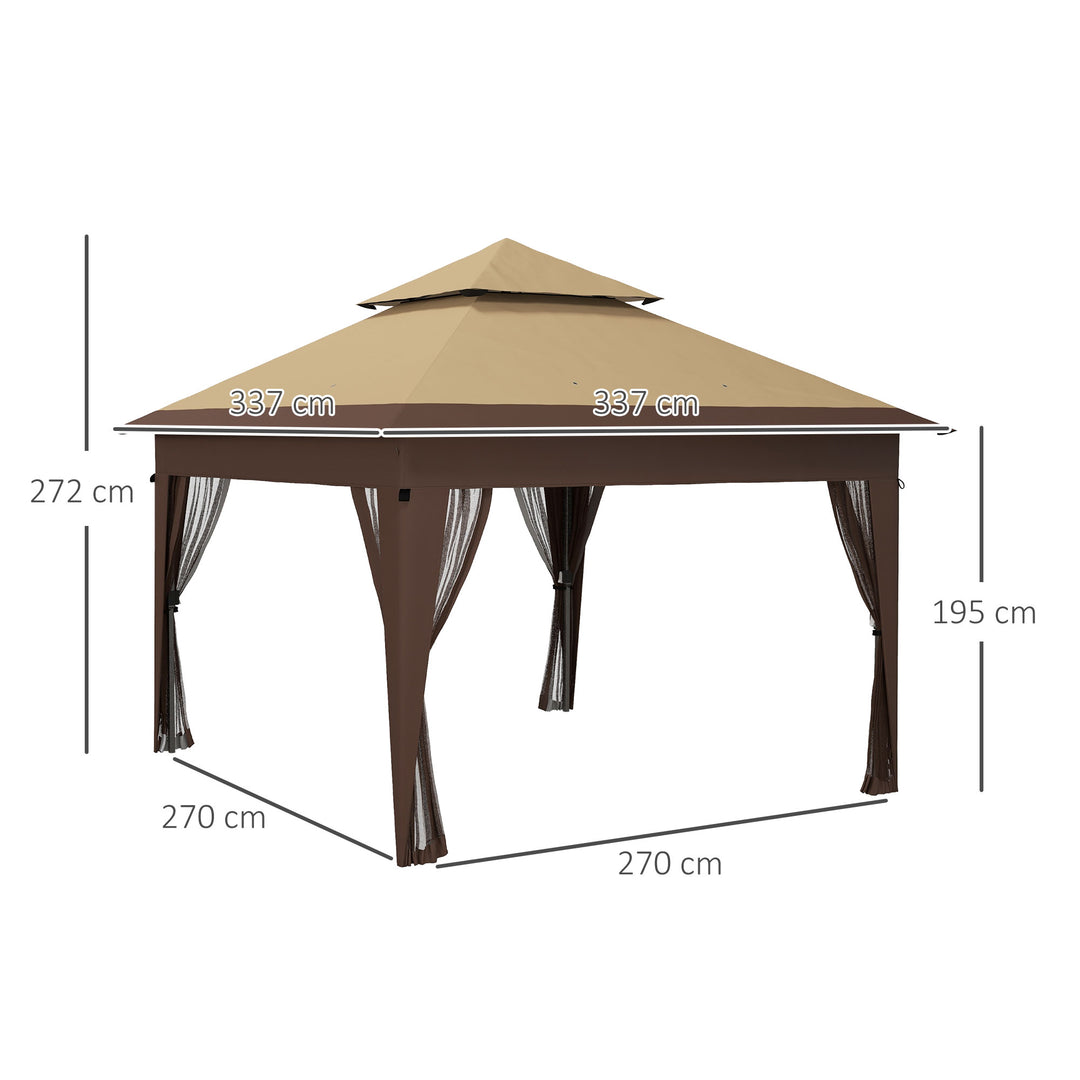 Outsunny 3 x 3(m) Pop Up Gazebo with Mosquito Netting, 1 Person Easy up Marquee Party Tent with 1