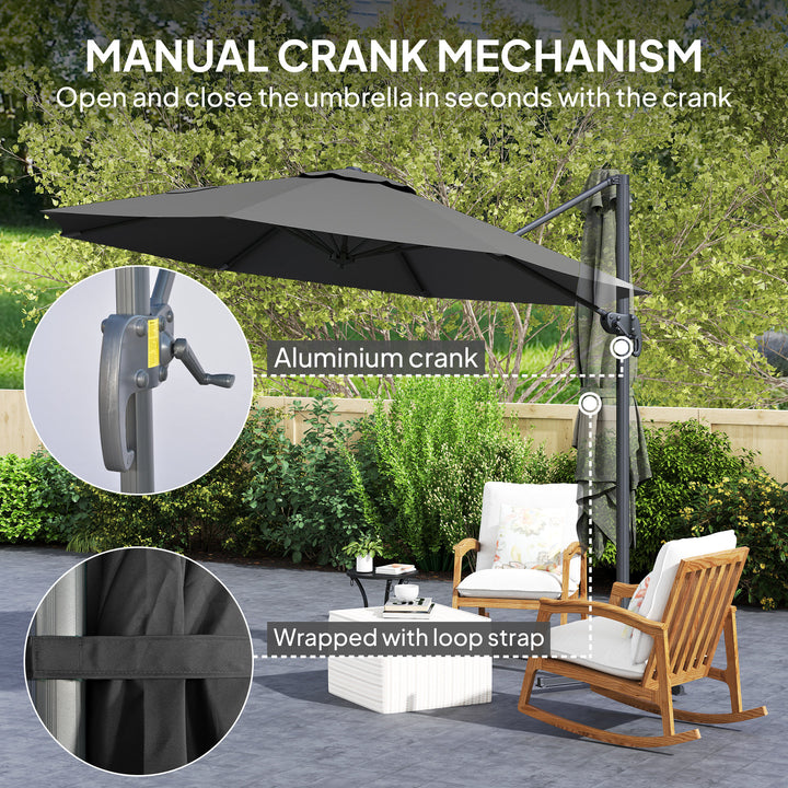3 x 3m Overhanging Cantilever Parasol - Black