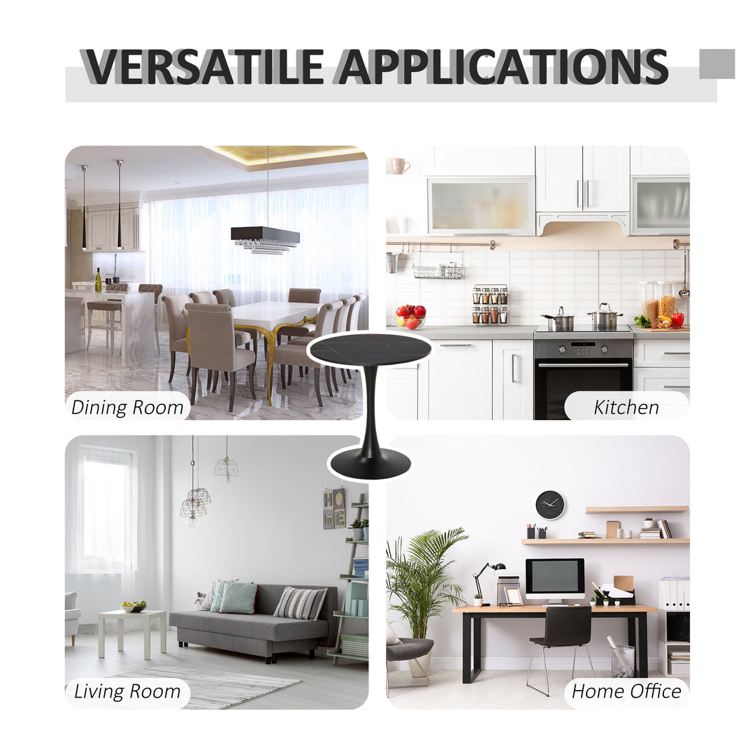 MCL Modern Round Dining Table Leisure Coffee Bistro Table with Metal Base for Kitchen & Dining Room Black