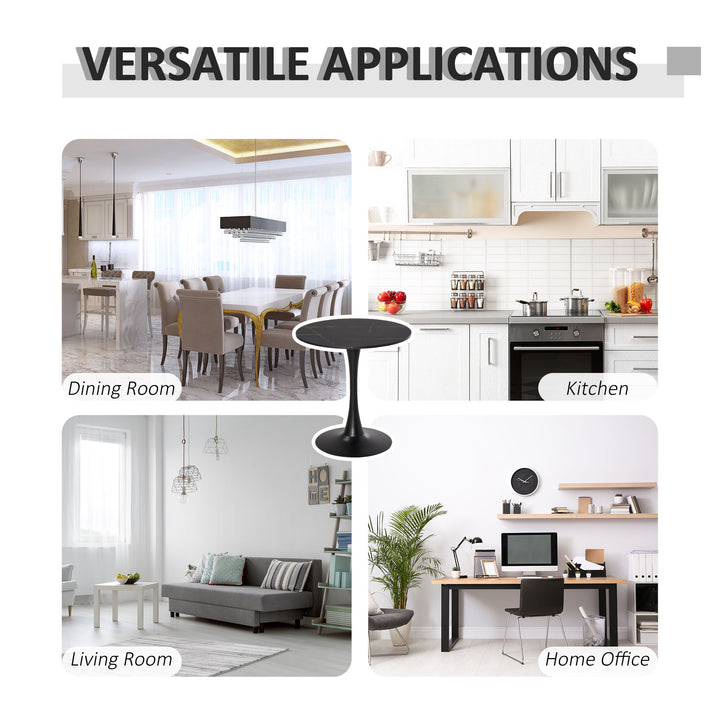 MCL Modern Round Dining Table Leisure Coffee Bistro Table with Metal Base for Kitchen & Dining Room Black