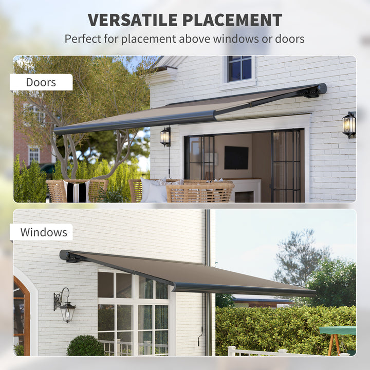 3.5 x 3 m Electric Awning with Remote Controller, Aluminium Frame DIY Retractable Awning, UV50+ Sun Shade Canopy for Garden Patio Deck Door Window, Light Grey