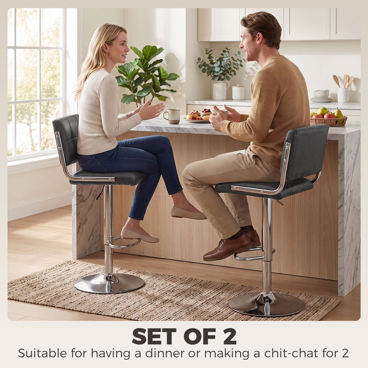 Bar Stools Modern PU Leather Adjustable Breakfast Bar Stools Backrest 