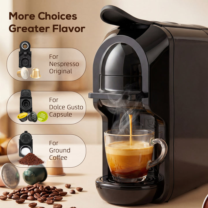 Pod Coffee Machine for Nespresso, Dolce Gusto Capsule &amp; Ground Coffee,