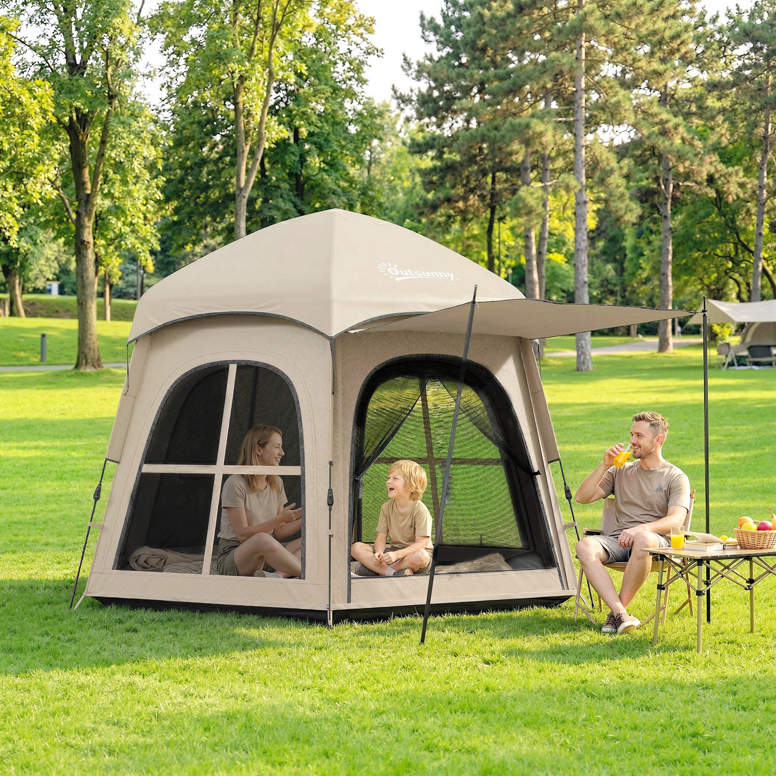 Pop Up Tent 3000mm Waterproof Instant Camping Tent 3-4 Person with 2 D