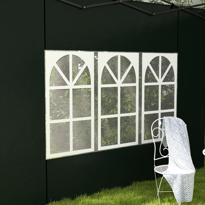 Outsunny Gazebo Side Panels, Sides Replacement with Window for 3x3(m) or 3x6m Gazebo Canopy, 2 Pack, Green