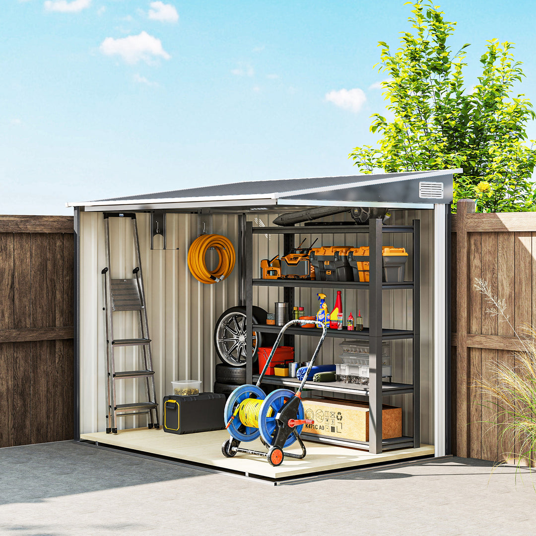 7 x 5ft Galvanised Metal Shed, with Sliding Door - Dark Grey