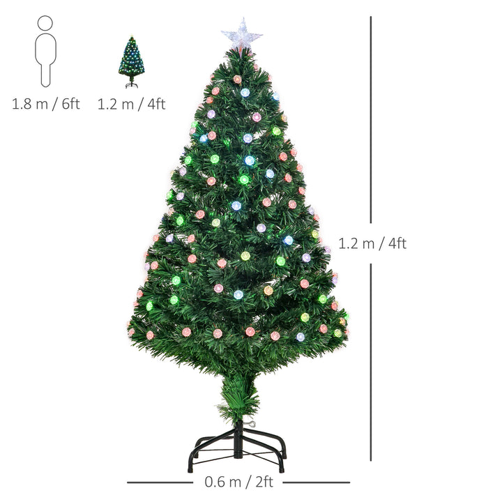 4FT Pre-Lit Artificial Christmas Tree w/Fibre Optic Decorations LED Light Holiday Home Xmas Decoration-Green