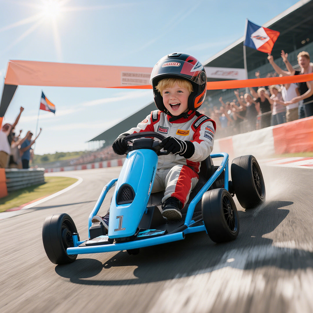 24V Drift Kart, Electric Ride-On Racing Go Kart w/ 2 Speeds, Steering 