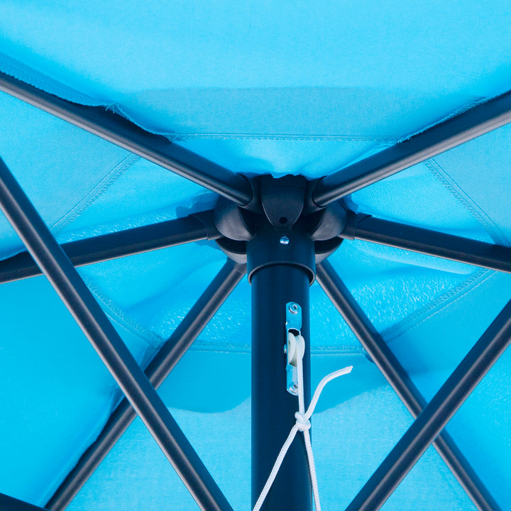 2.6M Garden Parasol Umbrella with Tilt and Crank, Outdoor Sun Parasol Sunshade Shelter with Aluminium Frame, Blue