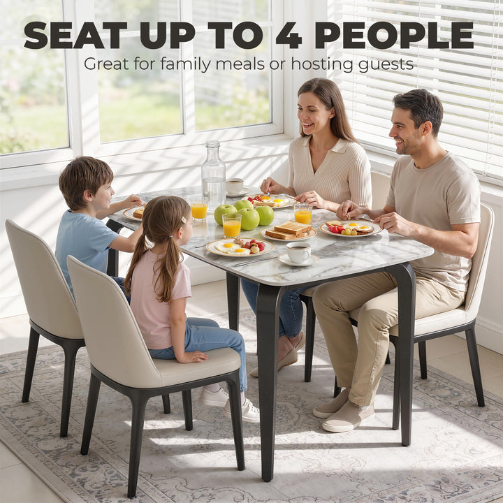 Dining Table for 4, Modern Kitchen Table with Sintered Stone Tabletop,