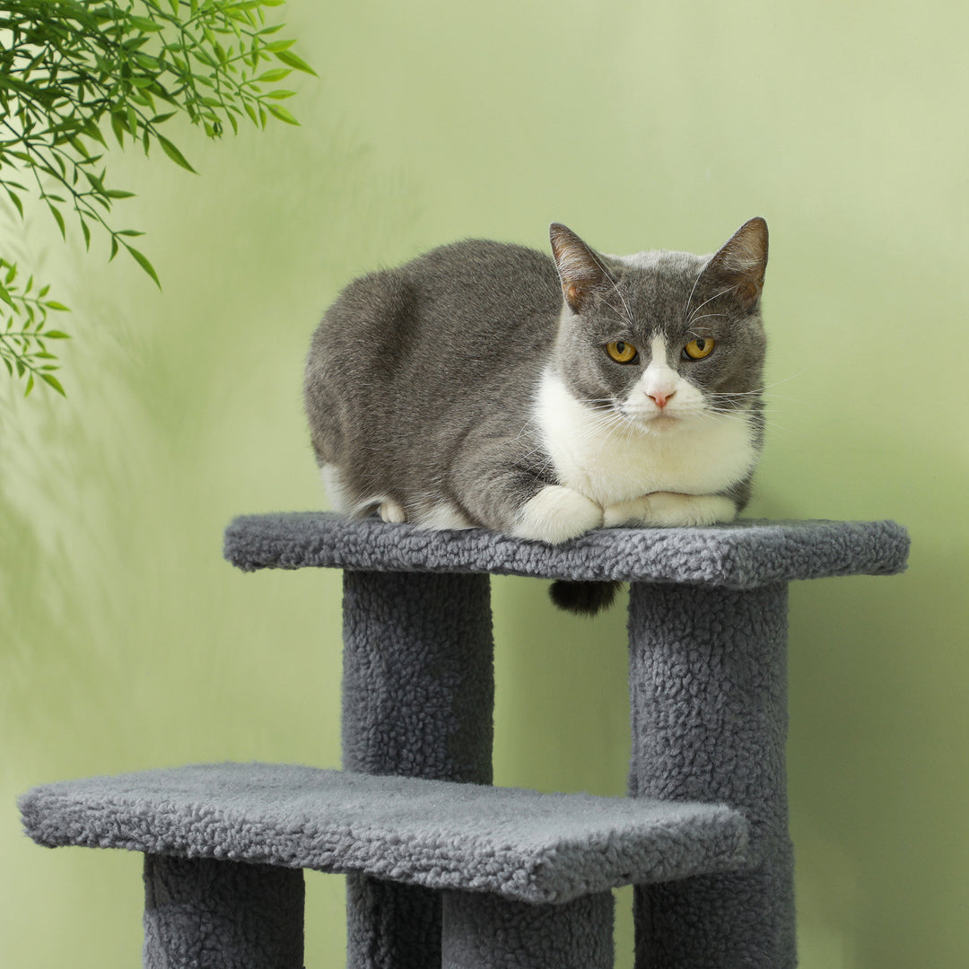 Dog Steps for Bed 4 Step Pet Stairs for Sofa Dog Cat Climb Ladder 63x43x60 cm Grey