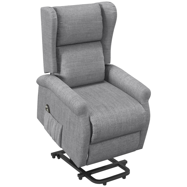 HOMCOM Power Lift Chair for the Elderly with Remote Control, Fabric Electric Recliner Chair for Living Room, Grey | Aosom UK