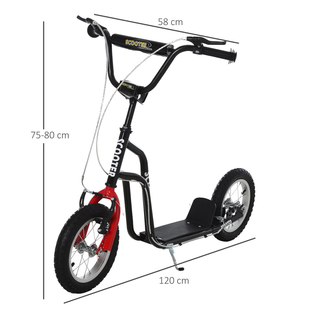 Teen Kick Scooter with Adjustable Handlebar, Inflatable Wheels, Two Brakes, Black