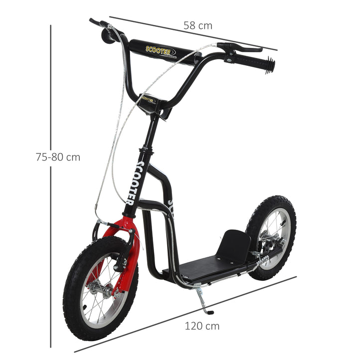 Teen Kick Scooter with Adjustable Handlebar, Inflatable Wheels, Two Brakes, Black