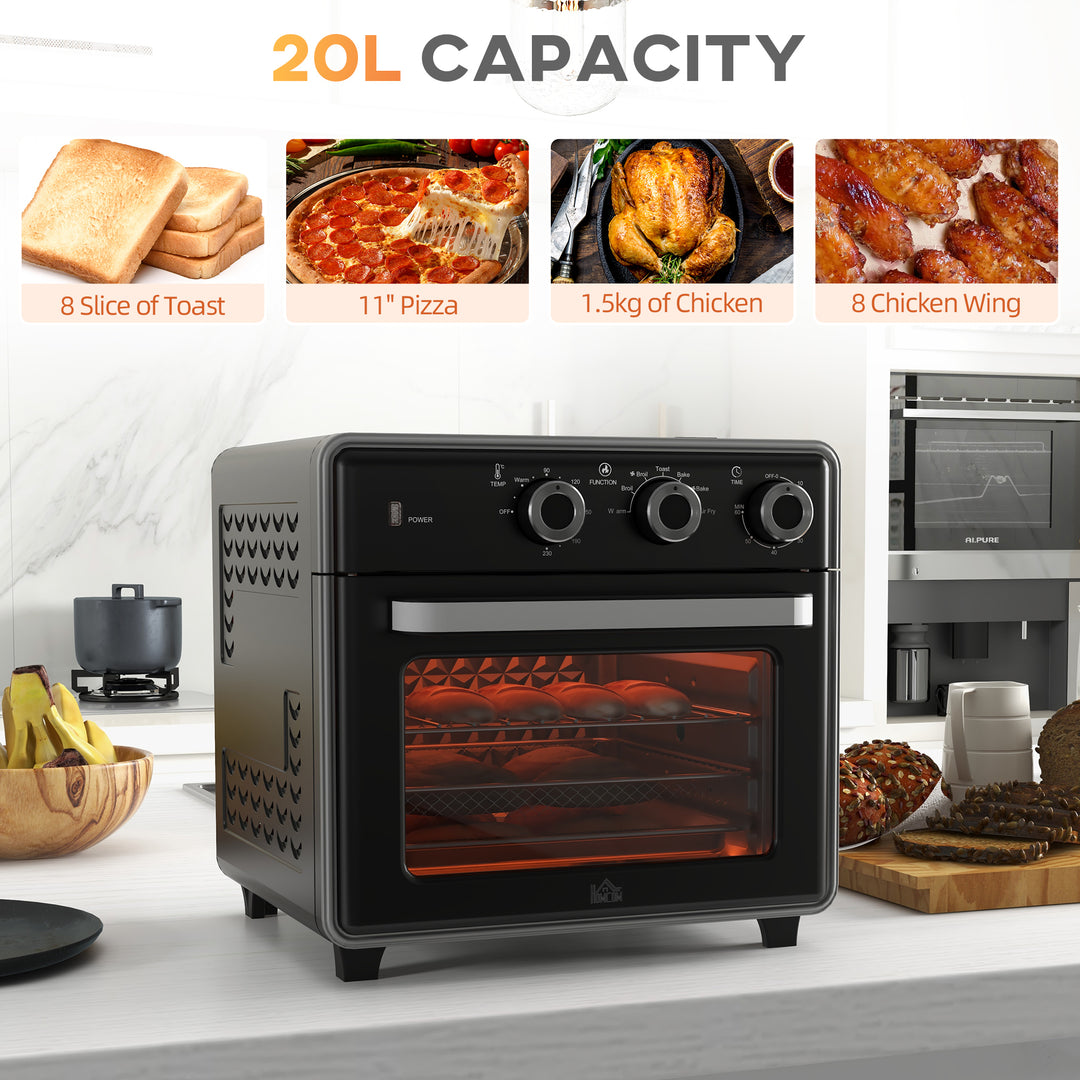 20L 90-230℃ Mini Convection Oven, with Air Fry Function - Black