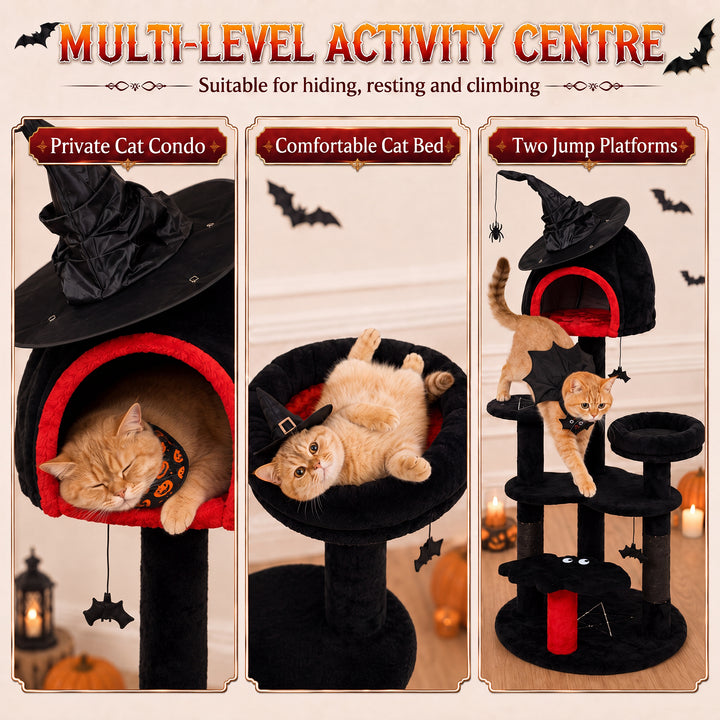 Gothic Cat Tree, 155cm Cat Tower for Indoor Kittens, Multi-Level Stabl