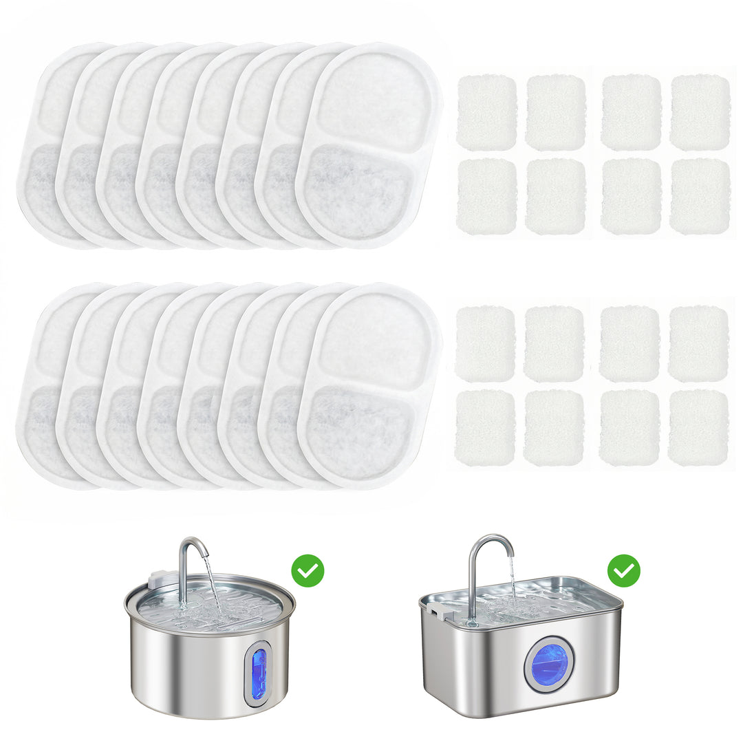 16 Pack Cat Water Fountain Filters, Replacement Filters Set for 3.2L/2