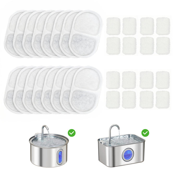 16 Pack Cat Water Fountain Filters, Replacement Filters Set for 3.2L/2