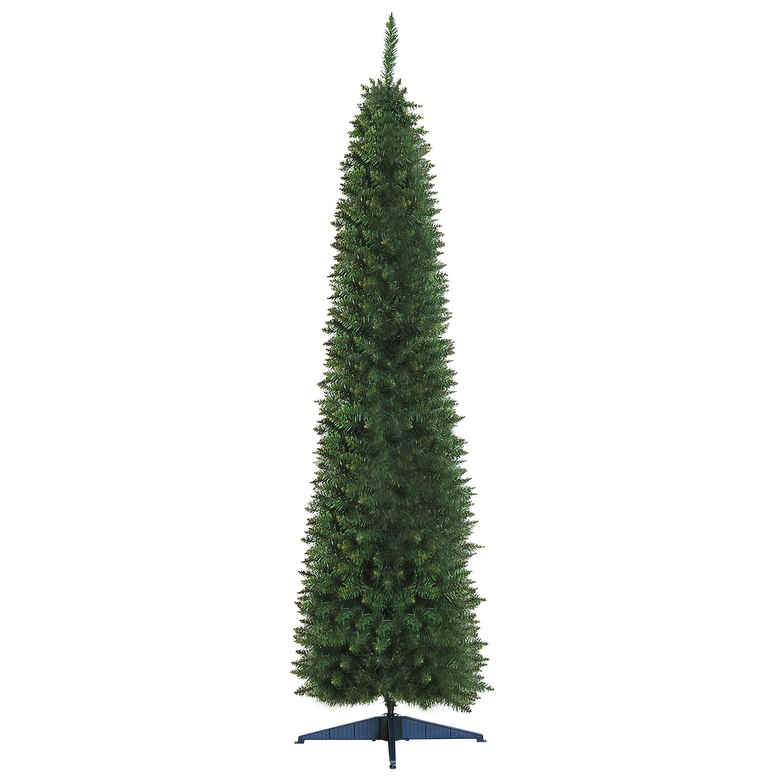 7ft Unlit Artificial Christmas Tree, Pencil Slim Xmas Tree with Solid Stand and Realistic Branches, Green