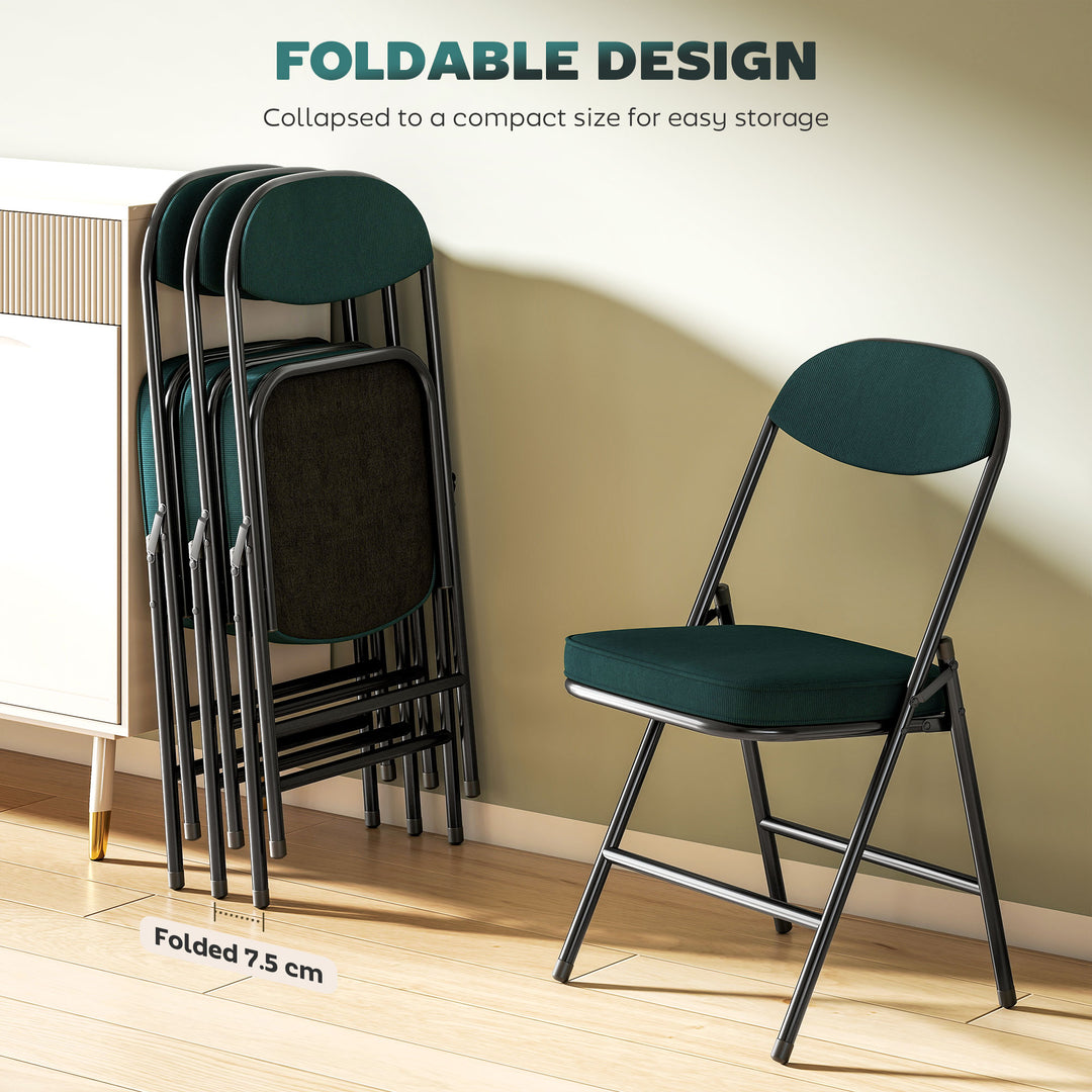 Set of Four Folding Corduroy Seat Chairs - Blue