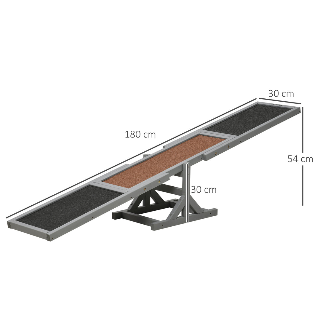 Wooden Pet Seesaw for Big Dogs, Dog Agility Equipment with Anti-Slip Surface - Grey