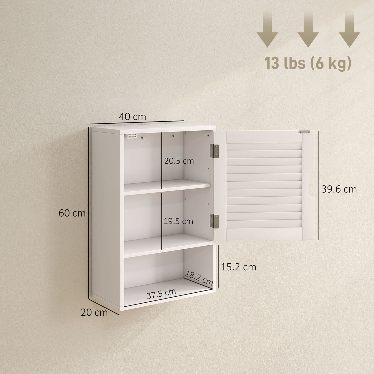 Bathroom Cabinet, Wall Mounted Storage Cabinet with Adjustable Shelves