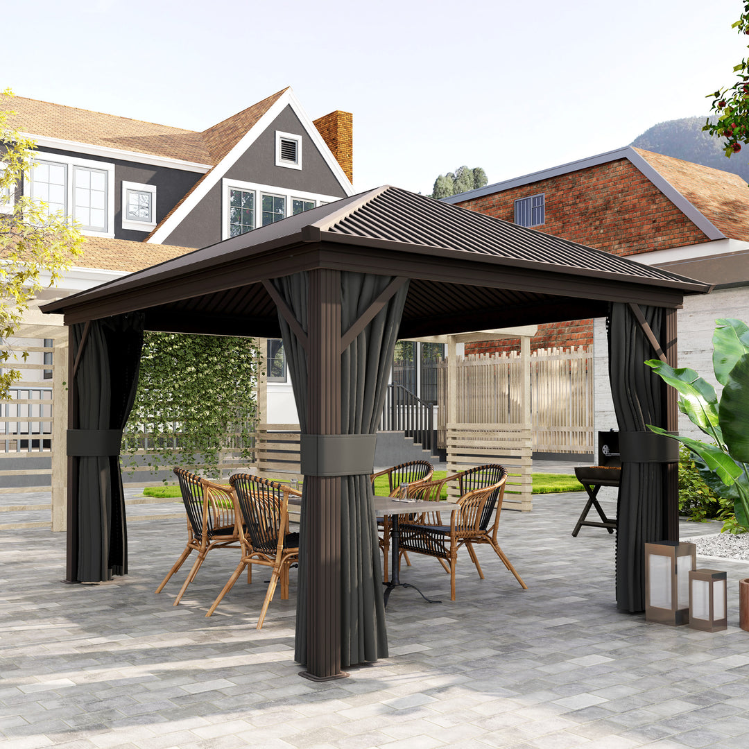 3.6 x 3 m Aluminium Hardtop Gazebo, with Accessories - Dark Grey