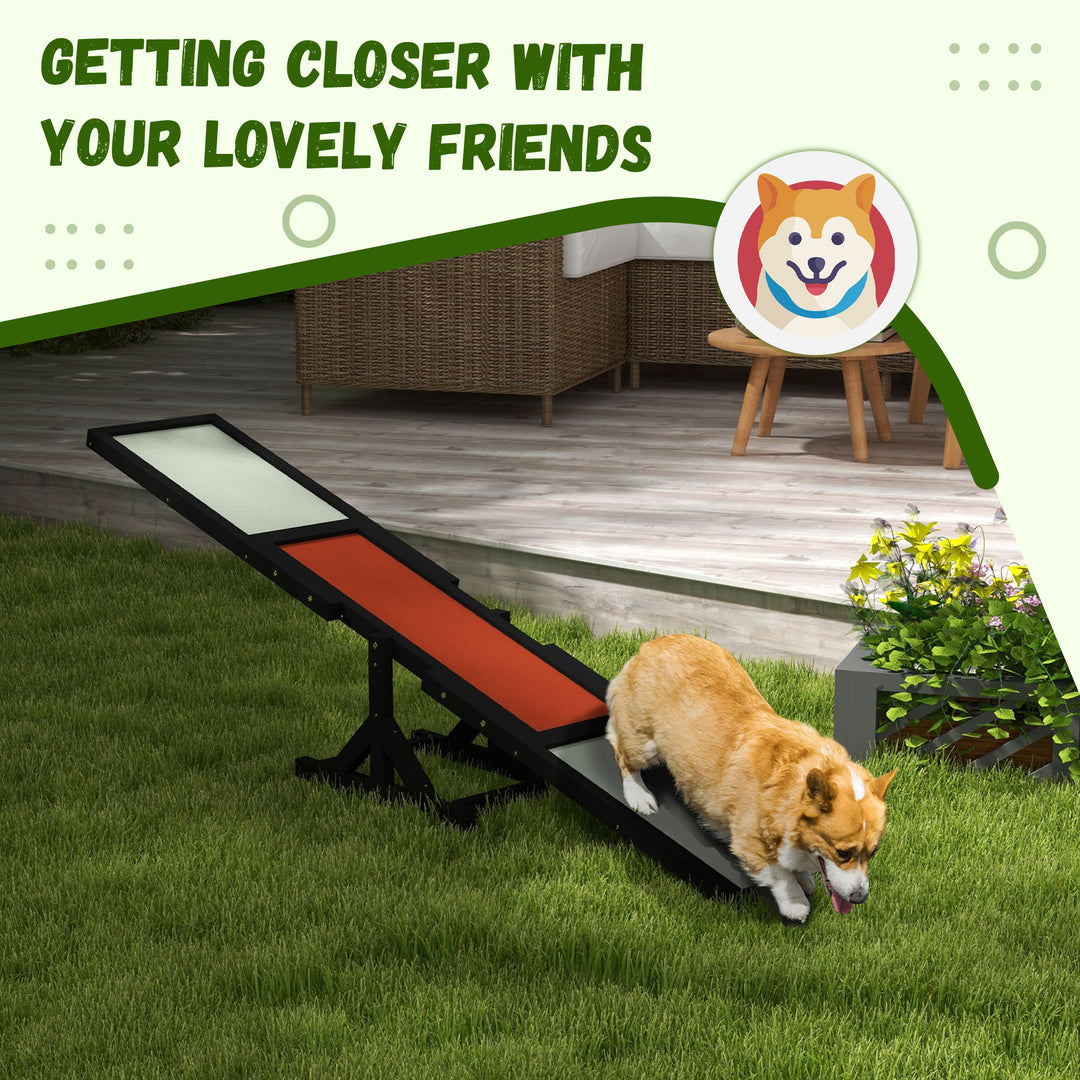 Wooden Pet Seesaw for Big Dogs, Dog Agility Equipment with Anti-Slip Surface - Black