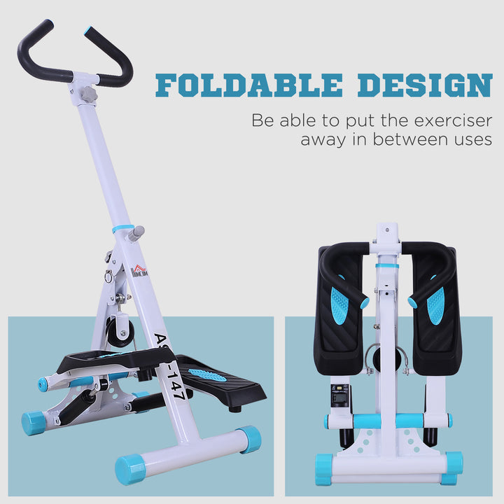 Stepper w/ Handle Hand Grip Workout Fitness Machine For Fitness Aerobic Exercise Home Gym White