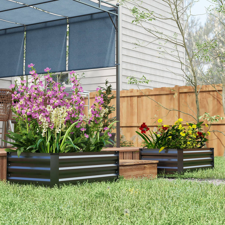 Set of Two 100 x 60cm Steel Planter Boxes - Grey