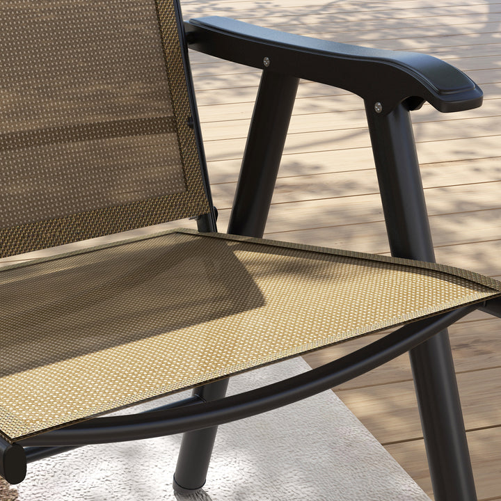 Set of Four Folding Garden Chairs - Light Brown