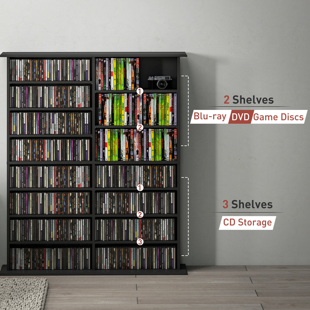 16-Compartment Media Shelf - Black