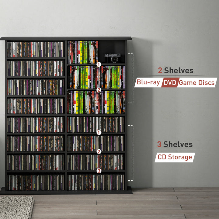 16-Compartment Media Shelf - Black