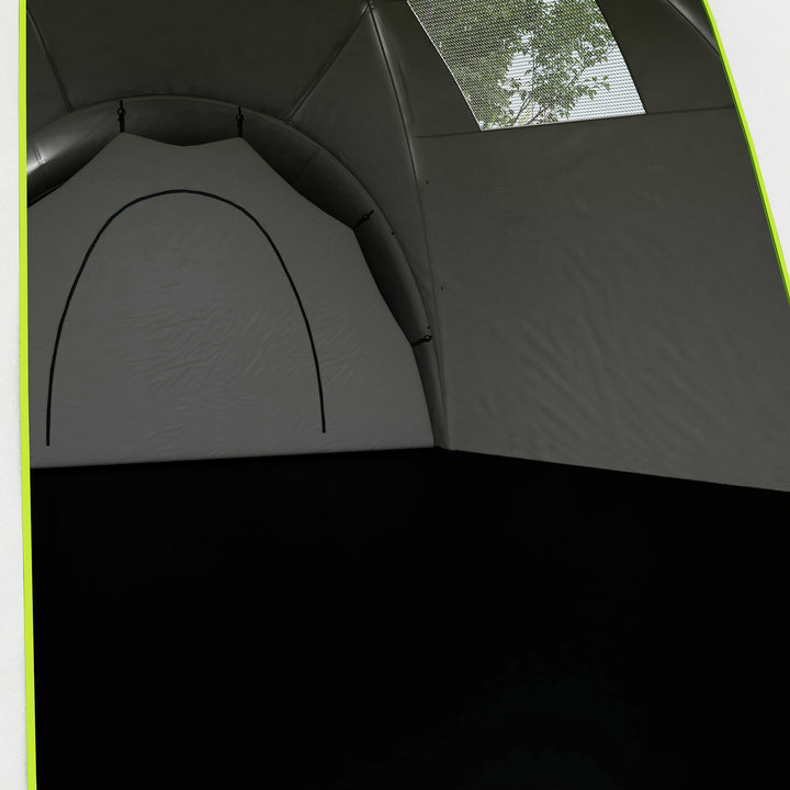 6-9 Man Tent with Bedrooms and Living Room, Accessories Included, Green