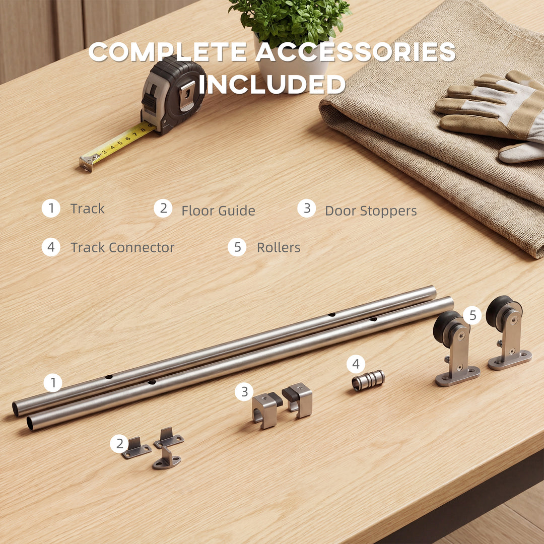 Sliding Door Hardware Kit Smooth Quiet 304 Stainless Steel for 180cm T