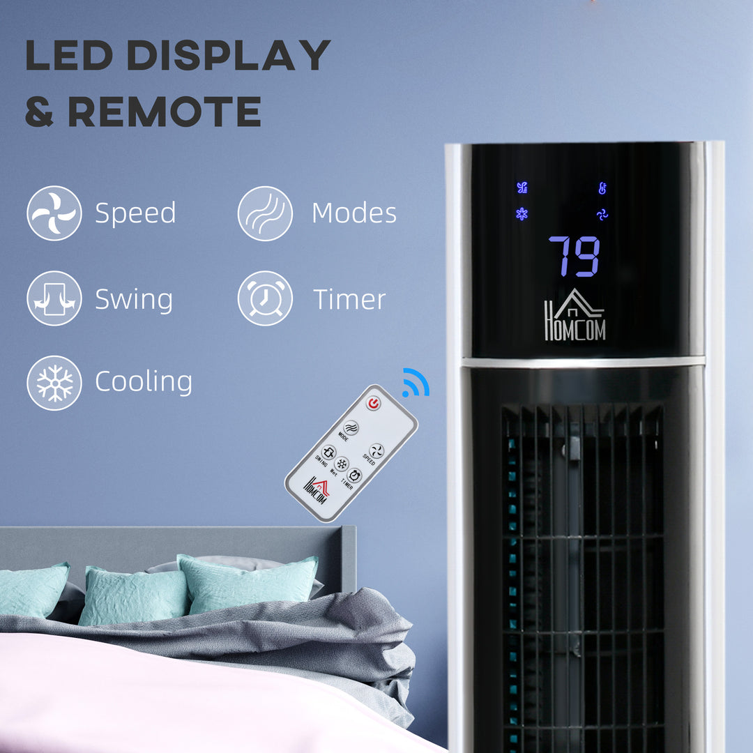 Portable Air Cooler, 3L Tank Evaporative Ice Cooling Tower Fan with 3 Modes, 3 Speeds, Remote, Timer, 60° Oscillating, Portable Swamp Cooler for Home Bedroom, White