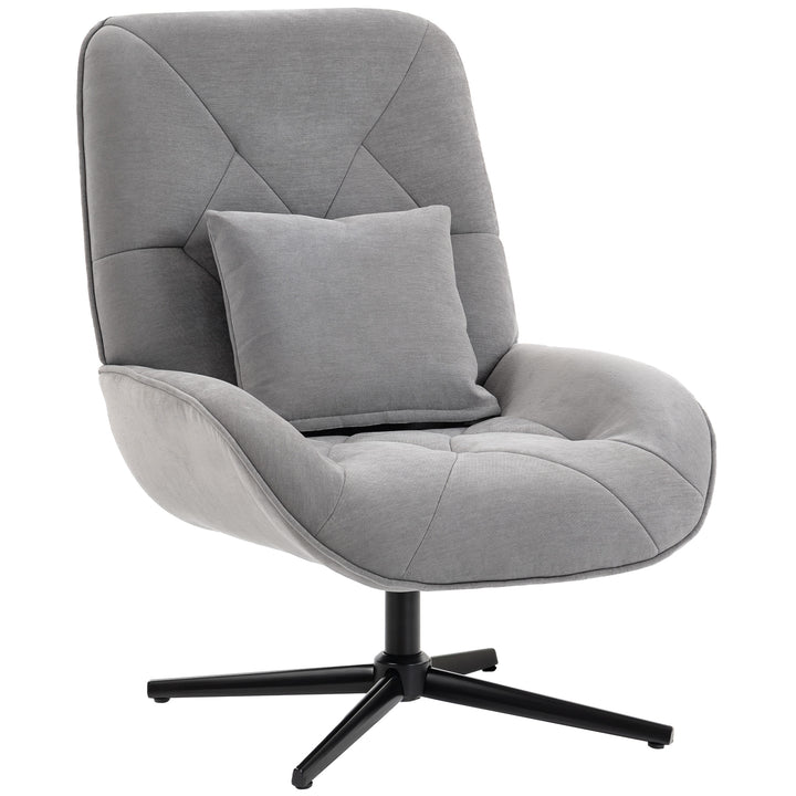 Accent Chair, Chenille Upholstered Swivel Armchair with Lumbar Pillow,