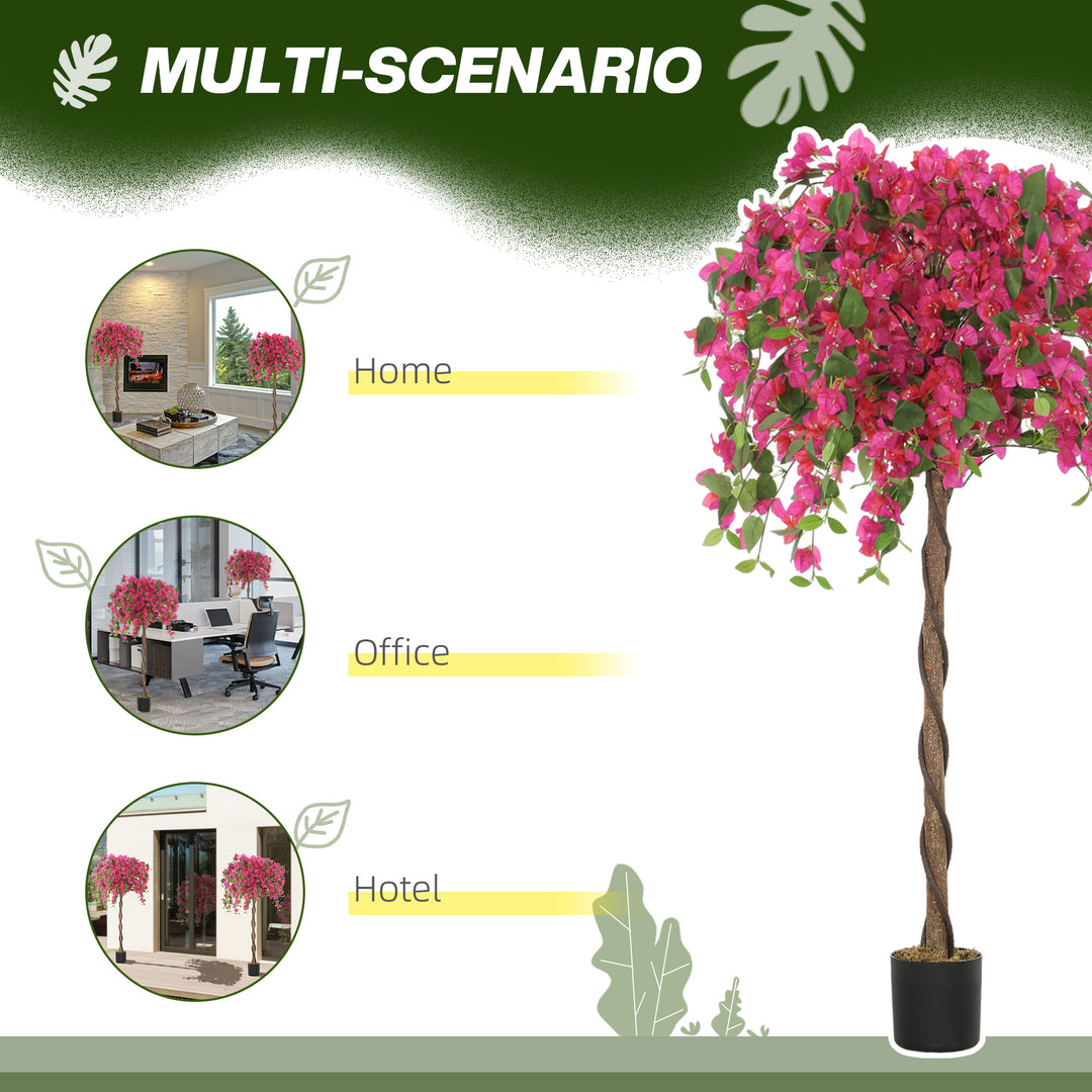 Set of 2 Decorative Artificial Plants, Murraya Flowers in Pots, Fake Plants for Home Indoor Decor, 120cm, Purple and Red