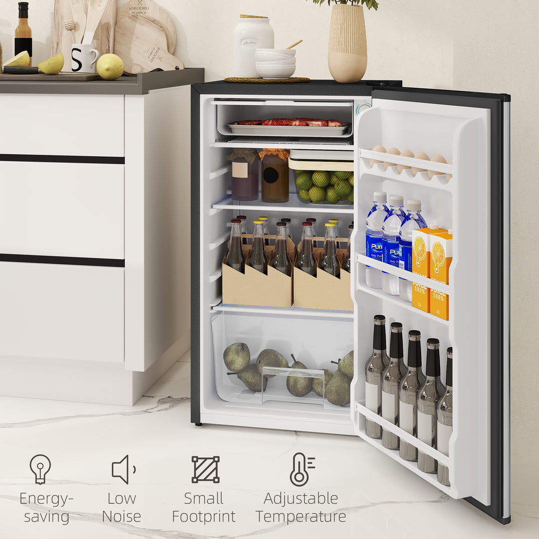 91 Litre Freestanding Under Counter Fridge Freezer, Small Fridge with Chiller Box, Adjustable Thermostat, 47.5cm Wide, Silver Tone